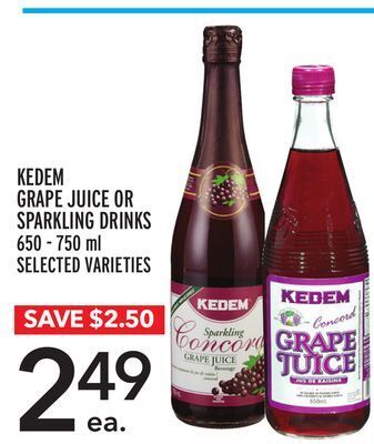 Metro Kedem grape juice or sparkling drinks offer