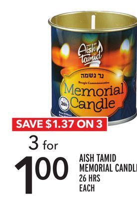 Metro Aish tamid memorial candle offer