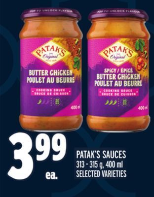 Metro Patak's sauces offer