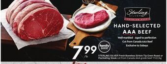 Sobeys Sterling silver fresh boneless sirloin tip oven roast or marinating steak offer