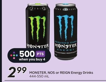 Sobeys Monster, nos or reign energy drinks offer