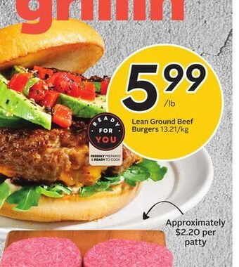 Sobeys Lean ground beef burgers offer