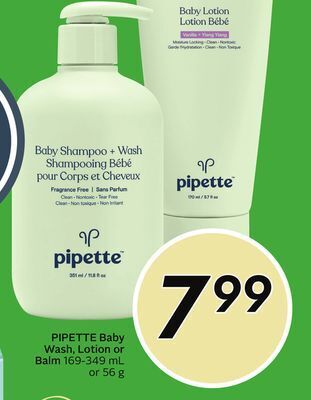 Sobeys Pipette baby wash, lotion or balm offer
