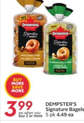 Sobeys Dempster's signature bagels offer