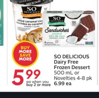 Sobeys So delicious dairy free frozen dessert offer