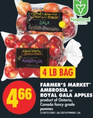 No Frills Farmer's market™ ambrosia or royal gala apples, 4 lb bag offer