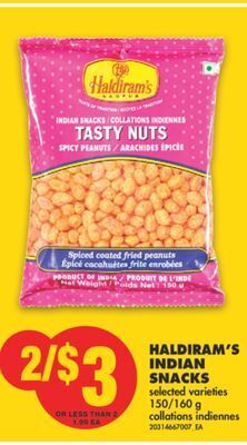 No Frills Haldiram's indian snacks, 150/160 g offer