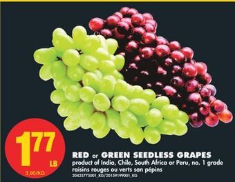 No Frills Red or green seedless grapes offer