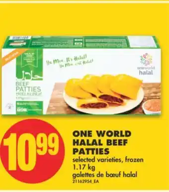 No Frills One world halal beef patties, 1.17 kg offer