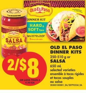 No Frills Old el paso dinner kits, 250-510 g or salsa, 650 ml offer