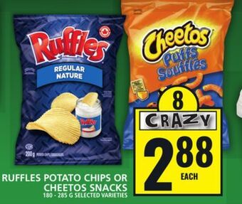 Food Basics Ruffles potato chips or cheetos snacks offer