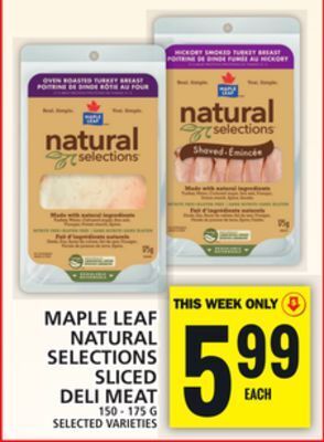 Food Basics Maple leaf natural selections sliced deli meat offer
