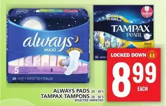 Food Basics Always pads or tampax offer