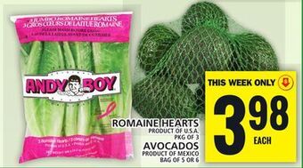 Food Basics Romaine hearts or avocados offer