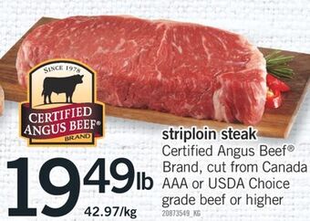 Fortinos Striploin steak offer