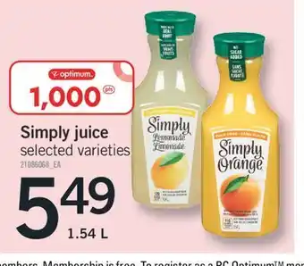 Fortinos Simply juice simply juice , 1.54 l offer