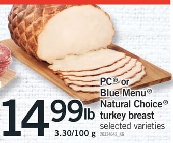 Fortinos Pc® or blue menu® natural choice® turkey breast offer