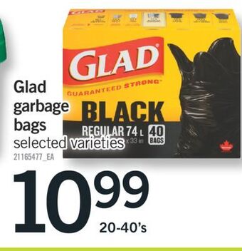 Fortinos Glad garbage bags, 20-40's offer