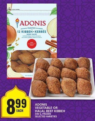 Food Basics Adonis vegetable or halal beef kibbeh offer