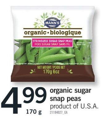 Fortinos Organic sugar snap peas, 170 g offer