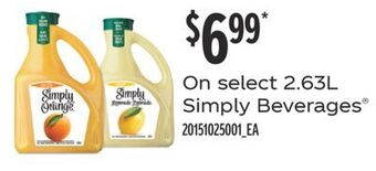Fortinos On select 2.63l, simply beverages® offer