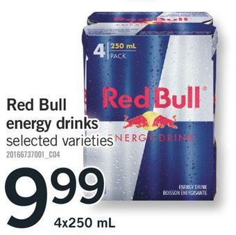 Fortinos Red bull energy drinks, 4x250 ml offer