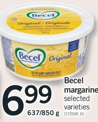 Fortinos Becel margarine, 637/850 g offer