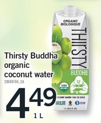 Fortinos Thirsty buddha organic coconut water , 1 l offer