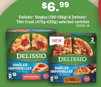 Fortinos Delissio® singles, (180-196g) & delissio® thin crust, (475g-630g) offer