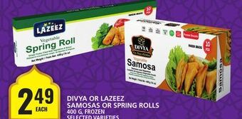 Food Basics Divya or lazeez samosas or spring rolls offer