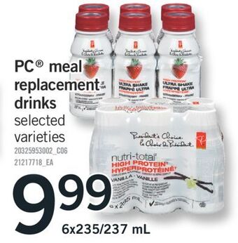 Fortinos Pc® meal replacement drinks, 6x235/237 ml offer