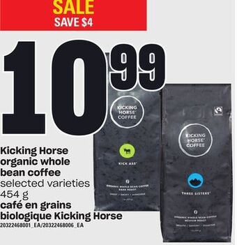 Independent Grocer Kicking horse organic whole bean coffee, 454 g offer