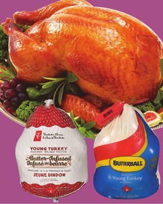Independent Grocer Pc® butter-infused or butterball regular frozen turkeys, 3-5 kg offer