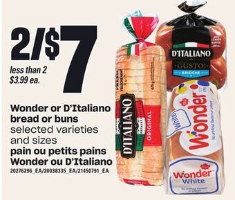 Independent Grocer Wonder or d'italiano bread or buns offer