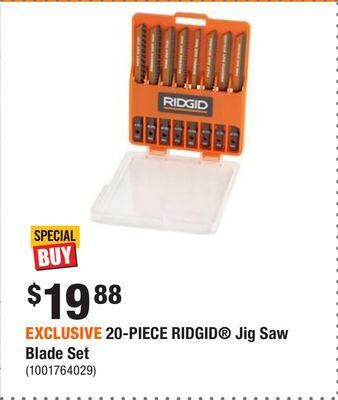 Home Depot Exclusive 20-piece ridgid® jig saw blade set offer