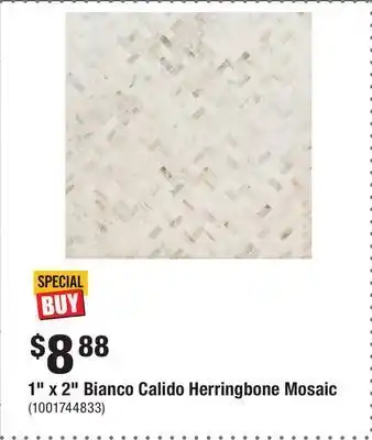 Home Depot 1" x 2" bianco calido herringbone mosaic offer