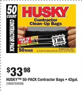 Home Depot Husky™ 50-pack contractor bags • 42gal. offer