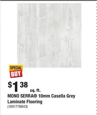 Home Depot Mono serra® 10mm casella grey laminate flooring offer