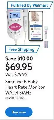 Walmart Sonoline b baby heart rate monitor w/gel 3mhz offer