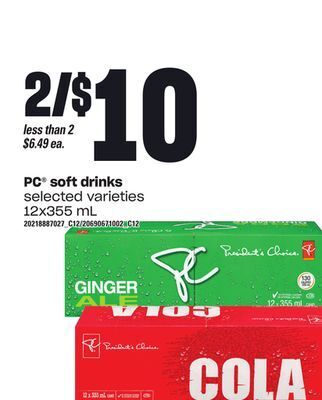 Zehrs Markets Pc® soft drinks, 12x355 ml offer