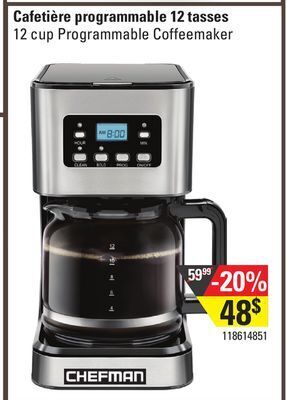 Sushi Shop Chefman 12 cup programmable coffeemaker offer