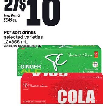 Loblaws Pc® soft drinks, 12x355 ml offer