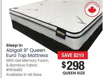 Bad Boy Superstore Abigail 9" queen euro top mattress with gel memory foam, & bamboo offer
