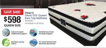 Bad Boy Superstore Sleep in olivia 13.5" queen euro top mattress offer