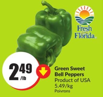 Chalo FreshCo Green sweet bell peppers product of usa 5.49/kg offer