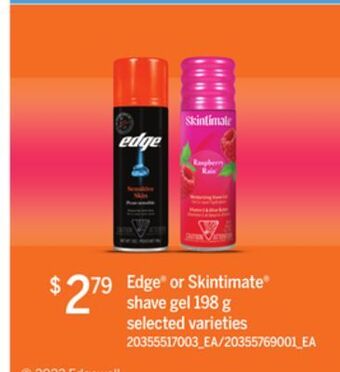 Zehrs Markets Edge® or skintimate® shave gel, 198 g offer