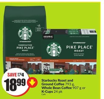 Chalo FreshCo Starbucks roast and ground coffee 793 g, whole bean coffee 907 g or k-cups 24 pk offer