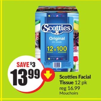 Chalo FreshCo Scotties facial tissue 12 pk offer