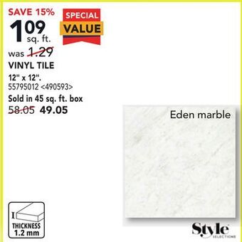 RONA Style selections vinyl tile 12" x 12" offer