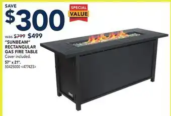 RONA "sunbeam" rectangular gas fire table 57" x 21" offer